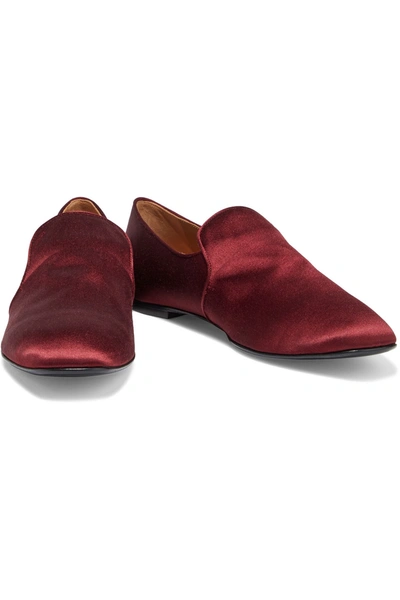 Shop The Row Alys Satin Loafers In Burgundy