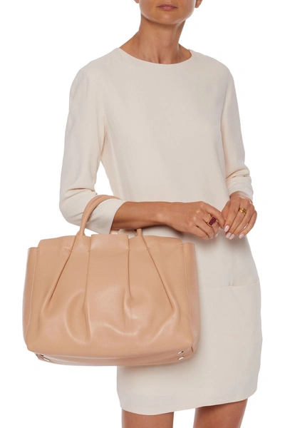 Shop The Row Peggy Pleated Leather Tote In Sand