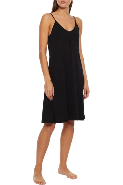 Shop Skin Odelle Mélange Pima Cotton-jersey Nightdress In Black