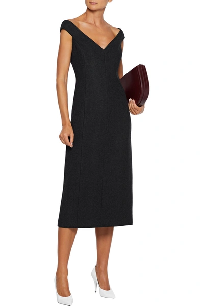 Shop Theory Brushed Wool-twill Midi Dress In Charcoal