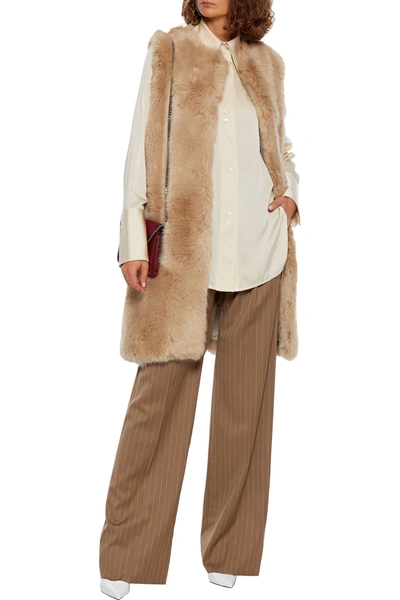 Shop Stella Mccartney Dover Faux Fur Vest In Sand