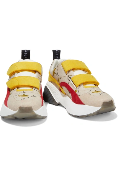 Shop Stella Mccartney + The Beatles Eclypse Printed Canvas Exaggerated-sole Sneakers In Beige