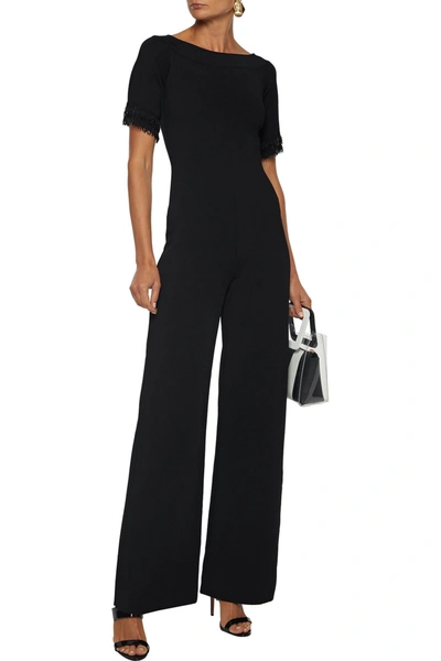 Shop Stella Mccartney Bead-embellished Ponte Wide-leg Jumpsuit In Black