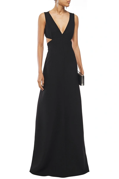 Shop Valentino Cutout Wool And Silk-blend Cady Gown In Black