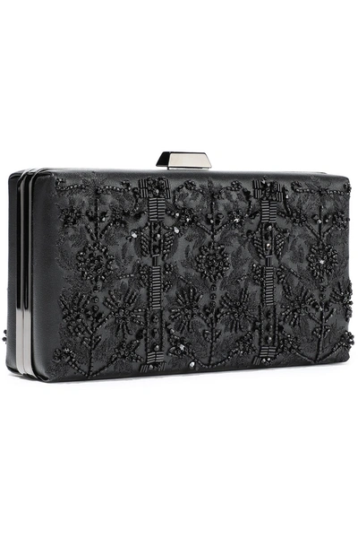 Shop Valentino Embellished Leather Box Clutch In Black