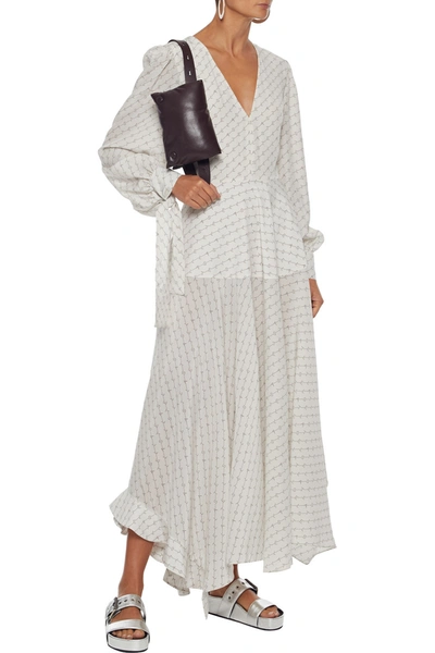 Shop Stella Mccartney Marley Asymmetric Printed Silk Crepe De Chine Dress In Ecru