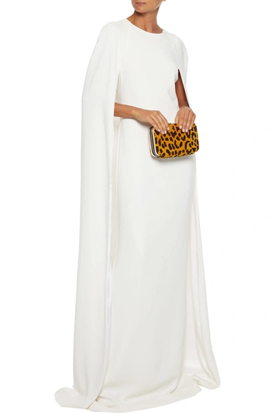 Shop Stella Mccartney Cape-back Crepe Bridal Gown In Off-white