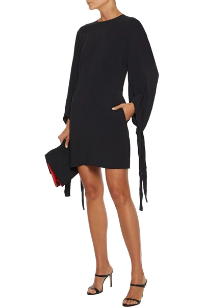 Shop Stella Mccartney Bow-detailed Crepe Mini Dress In Black
