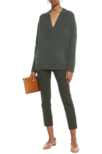 Shop Vince Wool And Cashmere-blend Sweater In Army Green