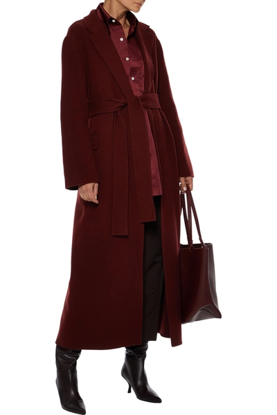Shop The Row Amoy Cashmere And Wool-blend Felt Coat In Burgundy