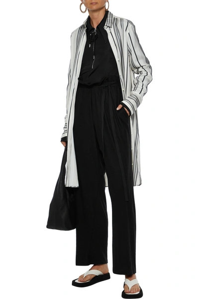 Shop The Row Roslin Belted Stretch-cashmere Jersey Straight-leg Pants In Black