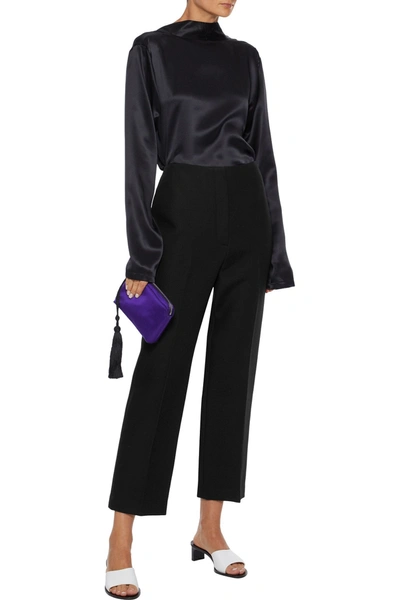 Shop The Row Stind Cropped Wool And Silk-blend Straight-leg Pants In Black