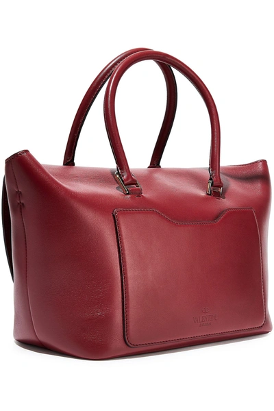 Shop Valentino Demilune Studded Leather Tote In Claret