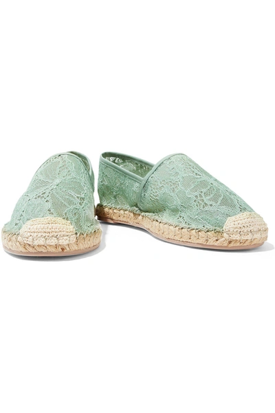 Shop Valentino Corded Lace Espadrilles In Mint