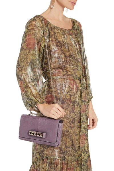 Shop Valentino Va Va Voom Snake-effect Leather Shoulder Bag In Lavender