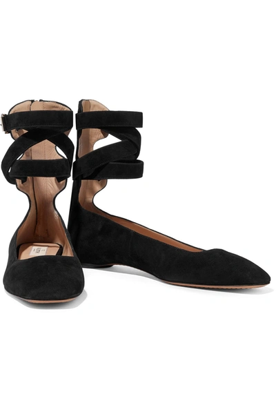 Shop Valentino Tango Suede Ballet Flats In Black