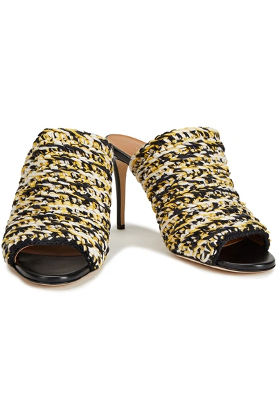 Shop Victoria Beckham Crocheted Cotton-blend Mules In Yellow