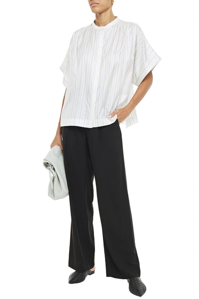 Shop Vince Pleated Twill Wide-leg Pants In Black