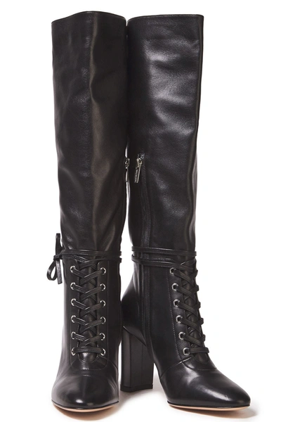 Gianvito Rossi Melissa 85 Lace-up Leather Knee Boots In Black