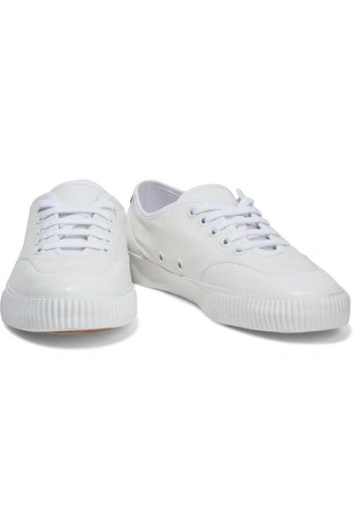Shop Zimmermann Leather-trimmed Cotton-canvas Sneakers In White