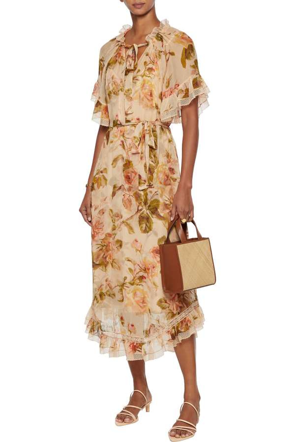 Zimmermann Resistance Tiered Tieneck Floralprint Midi