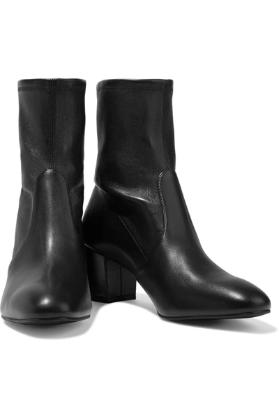 Shop Stuart Weitzman Siggy 60 Stretch-leather Ankle Boots In Black