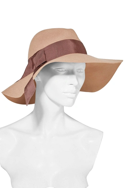 Shop Eugenia Kim Emmanuelle Grosgrain-trimmed Wool-felt Hat In Camel