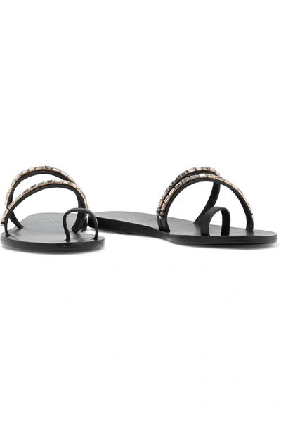 Shop Ancient Greek Sandals Apli Katia Crystal-embellished Leather Sandals In Black