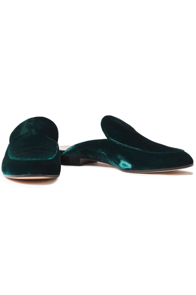 Shop Gianvito Rossi Palau Velvet Slippers In Emerald