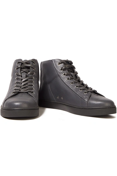 Shop Gianvito Rossi Boxe Textured-leather Sneakers In Anthracite