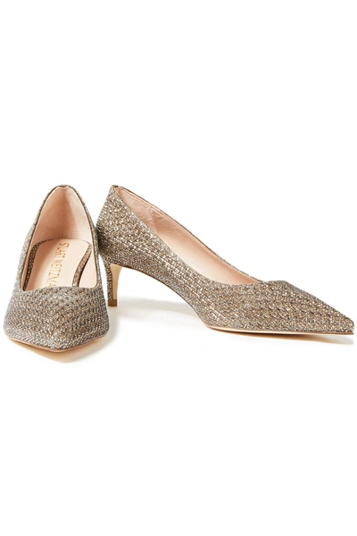 Leigh 45 Textured lam Pumps In Gold