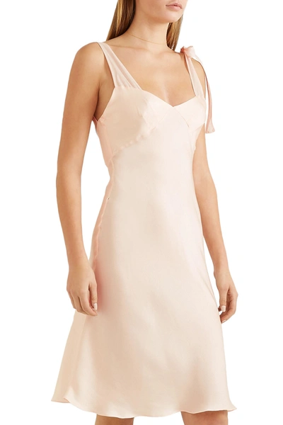 Shop Three Graces London Evelyn Cotton Voile-trimmed Silk-charmeuse Nightdress In Blush