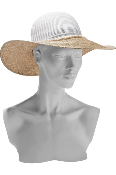 Shop Eugenia Kim Honey Embellished Two-tone Faux Straw Sunhat In Off-white