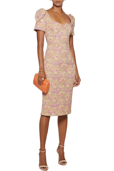 Shop Rebecca Vallance Stella Floral-brocade Dress In Pastel Pink