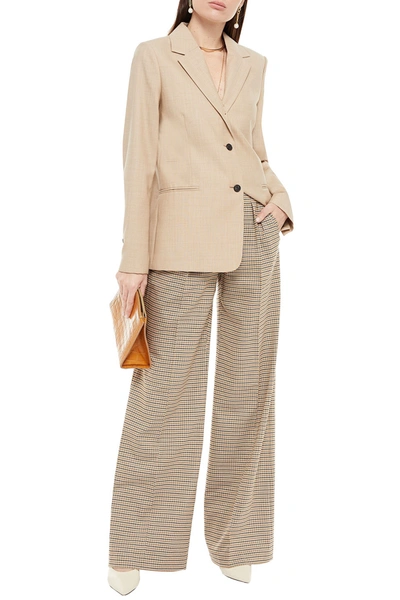 Shop Rebecca Vallance Cocoa Checked Jacquard Wide-leg Pants In Mustard