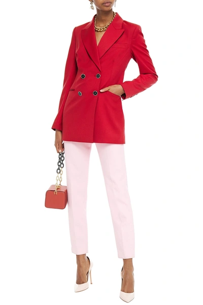 Shop Rebecca Vallance Rossini Double-breasted Twill Blazer In Red