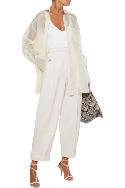 Shop Khaite Elle Ribbed Jersey Bodysuit In White