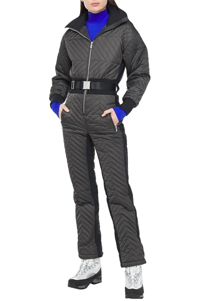 Shop Fusalp Rebecca Belted Quilted Hooded Ski Suit In Dark Gray