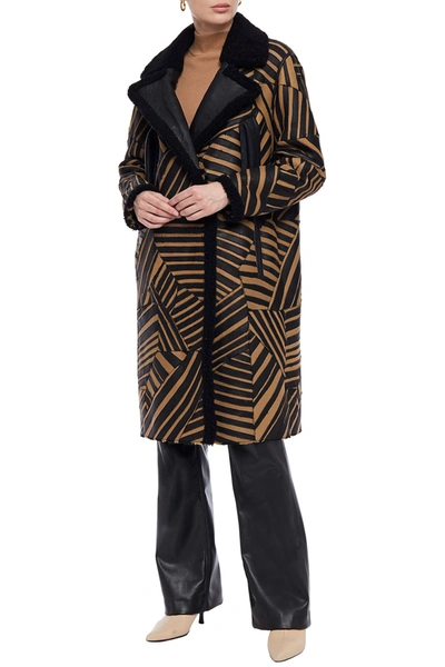 Shop Yves Salomon Tiger-print Shearling Coat In Black