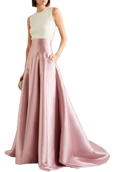 Shop Brandon Maxwell Satin Maxi Skirt In Baby Pink