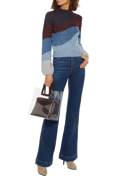 Shop Veronica Beard Layton High-rise Flared Jeans In Mid Denim