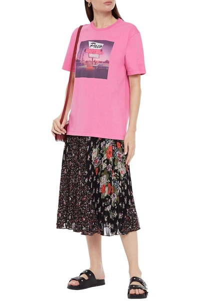 Shop Paco Rabanne Printed Cotton-jersey T-shirt In Pink