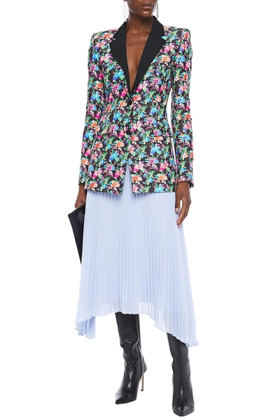 Shop Paco Rabanne Floral-print Cotton-blend Blazer In Black