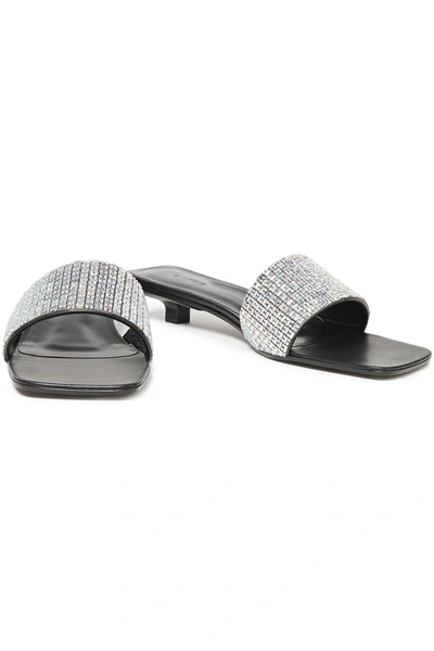 Shop By Far Ceni Metallic Leather Mules In Black