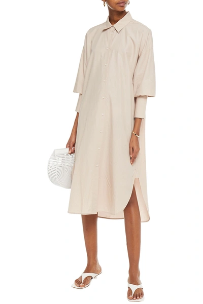 Shop Lee Mathews Carter Oversized Cotton And Tencel-blend Poplin Shirt Dress In Neutral