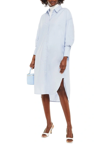Shop Lee Mathews Carter Oversized Cotton And Tencel-blend Poplin Shirt Dress In Light Blue
