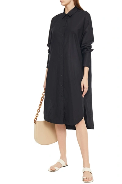 Shop Lee Mathews Carter Oversized Cotton And Tencel-blend Poplin Shirt Dress In Black