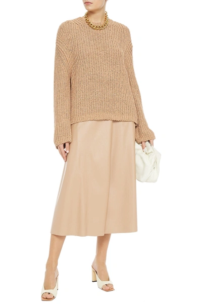 Nanushka Saio Split-back Ribbed Cotton-blend Sweater In Neutral