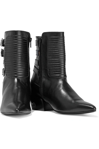 Shop Toga Embellished Leather Ankle Boots In Black