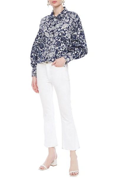 Shop Ulla Johnson Griffin Floral-print Denim Jacket In Navy